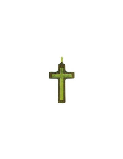 Croix en Bois d'Erable Vernis 3,8cm avec Cordon - 2 TONS