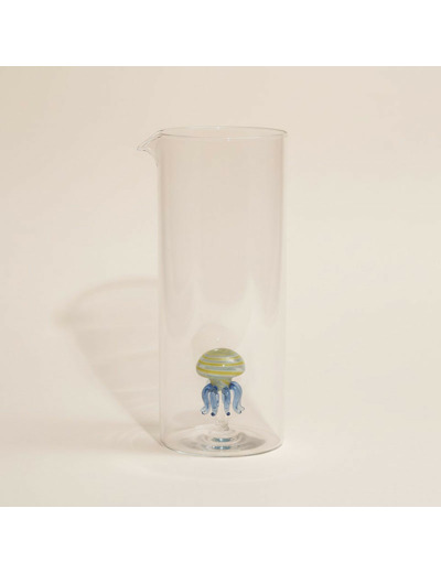 Pichet Poulpe Ocean Jaune Bleu Verre borosilicate 11x9x22cm