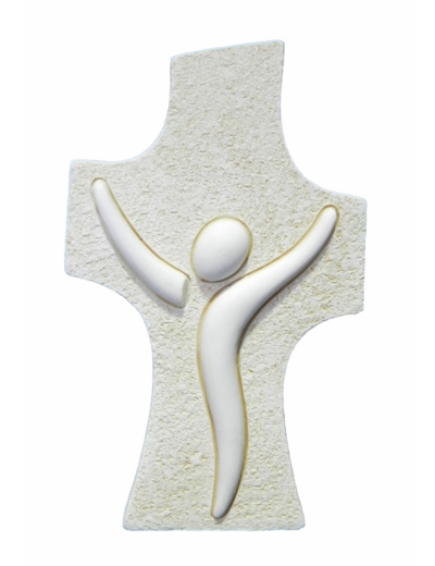 Croix résine à poser ivoire 9x5,5cm- CHRIST STYLISE