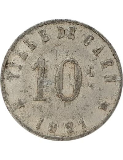 14 CALVADOS - CAEN 10 CENTIMES 1921 TB+ GE1.2