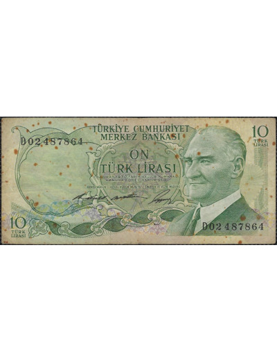 TURQUIE 10 LIRA L.1930 (1966) Série D02 TB+ (W180)