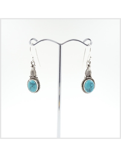 Boucles d'oreilles Turquoise et Argent Massif