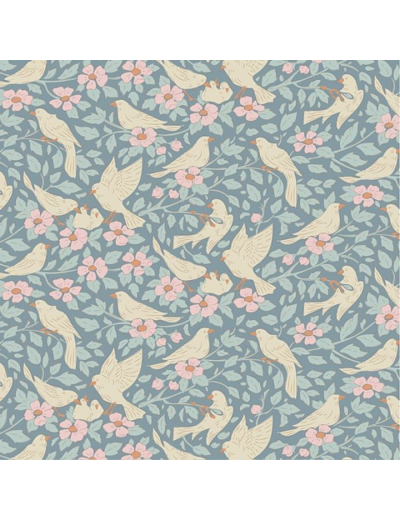 COUPON DE TISSU TILDA SONGBIRD AVA BLUE  50 X 55 CM