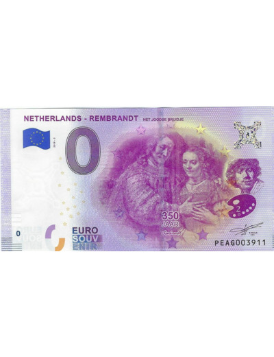 PAYS-BAS 2019-2 REMBRANDT BILLET SOUVENIR 0 EURO TOURISTIQUE NEUF