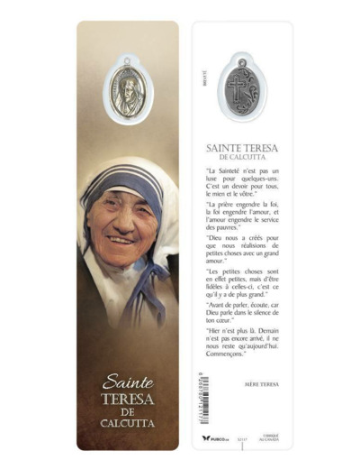 Signet plastifié avec médaille -STE TERESA DE CALCUTTA