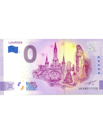 65 LOURDES 2020-2 LOURDES VERSION ANNIVERSAIRE BILLET SOUVENIR 0 EURO NEUF