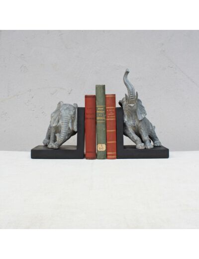 Serre-livres éléphants résine 25x21x31cm