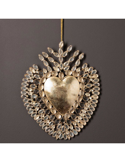 Ex-voto coeur doré & diamants 20x26cm
