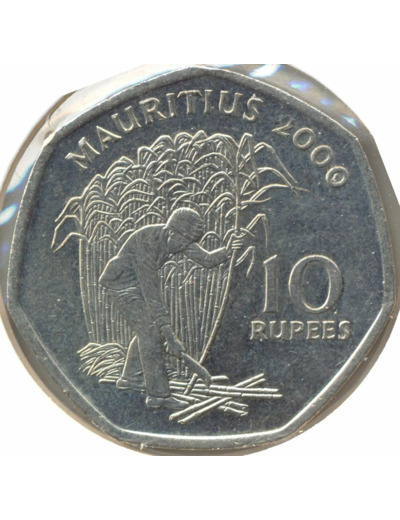 ILE MAURICE 10 RUPEES 2000 TTB+