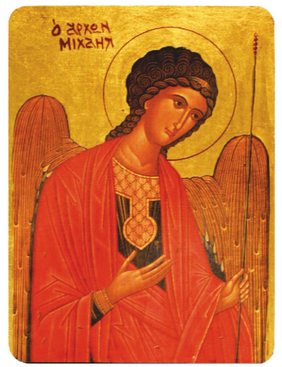 Icône plate MDF 19*26cm - ST MICHEL rouge