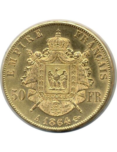 FRANCE 50 FRANCS OR NAPOLEON III 1864 A TTB+ (G1112) Gold Oro