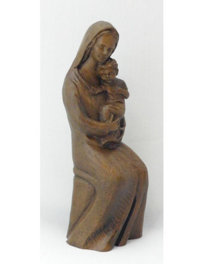 Vierge ASSISE résine TON BOIS 19cm