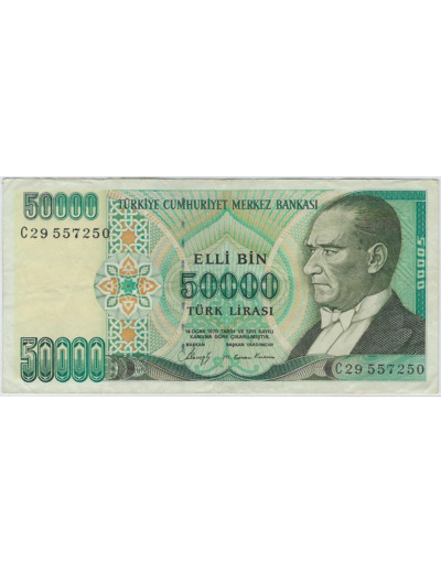 TURQUIE 50000 LIRA 1970 (1989) SERIE C29 TTB