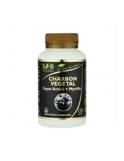 Charbon végétal super activé + myrtille-120 gélules-Sfb