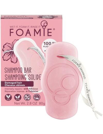 Foamie Shampoing solide pour cheveux saints et brillants • 100% sans plastique vegan (Hibiskiss)