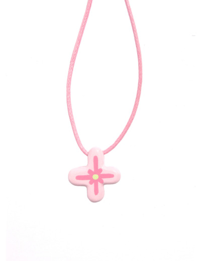Croix pendentif rose 15mm