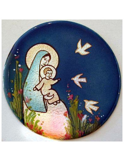 Vierge aux oiseaux D10,5cm - EMAUX DU LIBAN