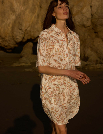 Robe chemise Léonie manches  courtes, à poches, en coton