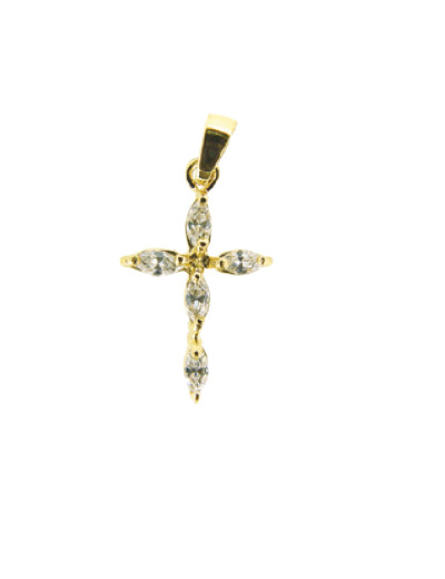 Croix en Plaqué Or 18x24mm avec Oxyde de Zirconium