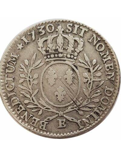 LOUIS XV (1715-1774) 1/2 ECU AU BRANCHES D OLIVIER 1730 E (Tours) TB