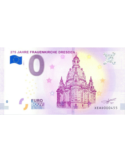 ALLEMAGNE 2018-1 275 JAHRE FRAUENKIRCHE DRESDEN BILLET SOUVENIR 0 EURO