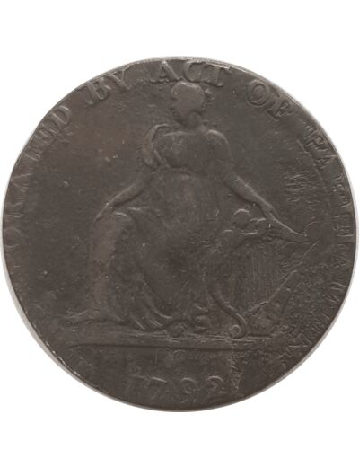 IRLANDE TOKEN (1/2 PENNY) HALFPENNY EVASION SHAKESPEAR 1792 B+