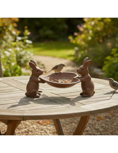 Mangeoire fonte cœur support lapin 28x15x15cm