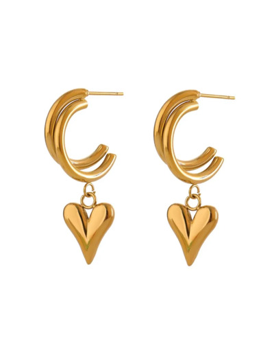 Boucles Pendants avec Petit cœur d'Or