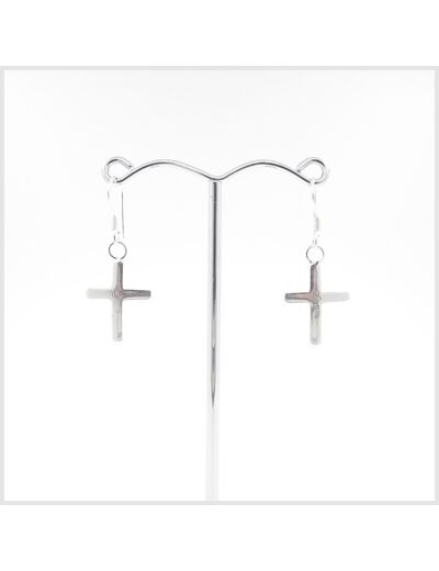 Boucles d'oreilles Croix en argent massif