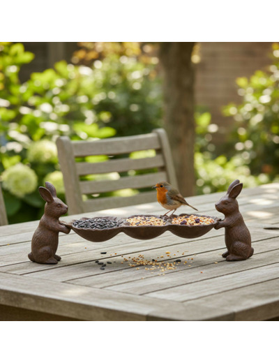 Mangeoire fonte coquilles support lapin 41x11x15cm
