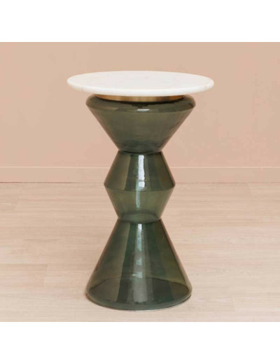 Table d'appoint fumé bleue verte Gaya 58x38cm