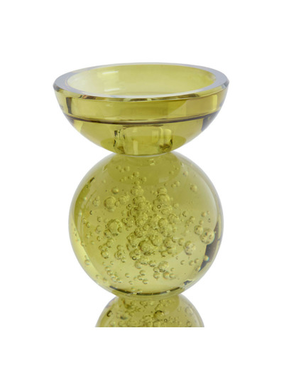 Bougeoir bullé ITINGA vert olive 10x27cm