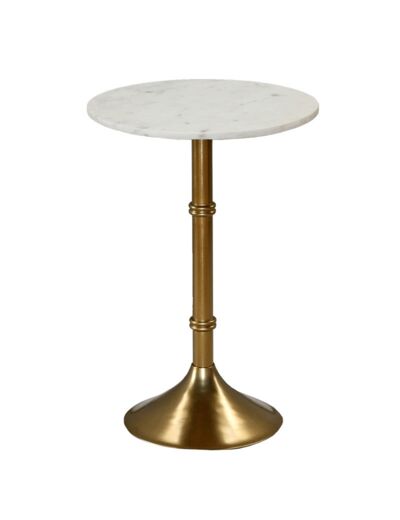 Table basse dorée marbre blanc 46x61cm