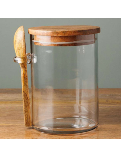 Bocal hermétique cuillère bois 16x12cm