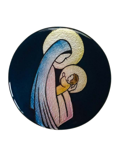 VIERGE à L'ENFANT 8,3x8,3cm - EMAUX DU LIBAN