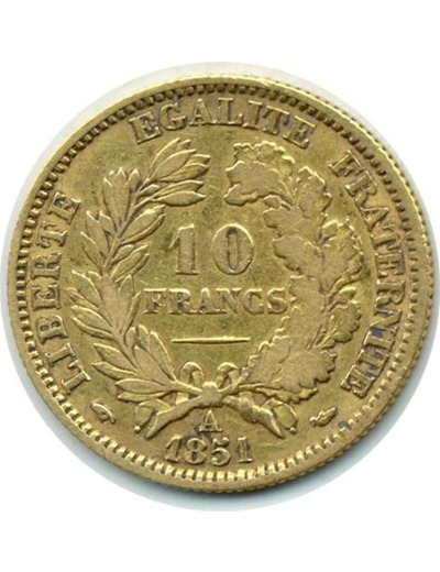 FRANCE 10 FRANCS OR CERES 1851 A (PARIS) TB+ (G1012) gold oro