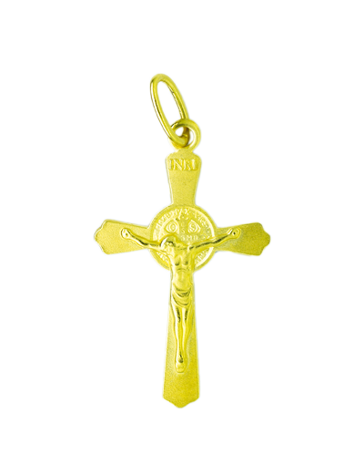 Croix en Plaqué Or - Base Argent - 22mm - ST BENOIT