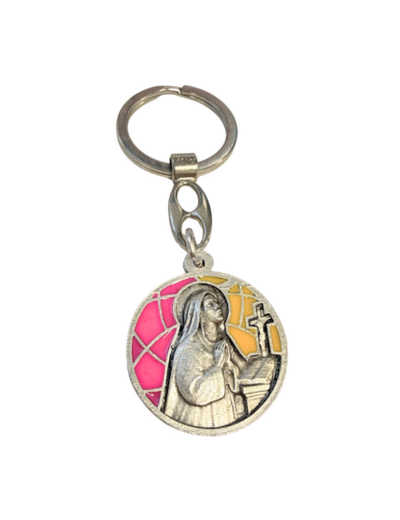 Porte Clé en métal avec relief 30mm - Bicolore - Sainte Rita