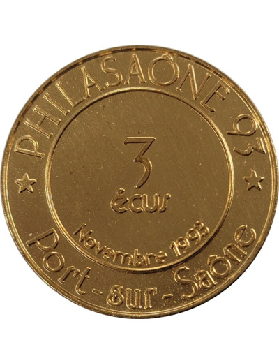 EURO TEMPORAIRE 3 ECUS PHILASAÔNE PORT-SUR-SAÔNE 1993 SUP (SSN 9)