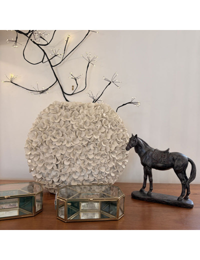 Statuette Sculpture Cheval Noir Patiné en Résine 24x10x23cm