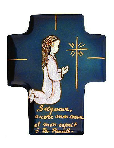 Communiante agenouillée Fille  9,4X7,5cm - EMAUX DU LIBAN