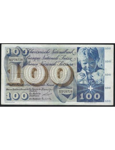 SUISSE 100 FRANCS FRANKEN 21-12-1961 SERIE 30P TTB