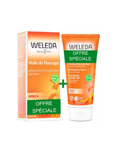 Duo huile massage Arnica 200ml + Gel douche Arnica offert