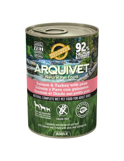 Arquivet - Boîte de pâtes au saumon et dinde 400gr