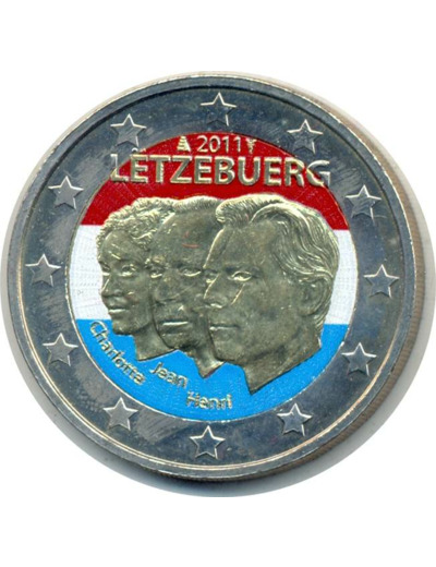 LUXEMBOURG 2011 2 EURO COLORISEE CHARLOTTE JEAN HENRI SUP