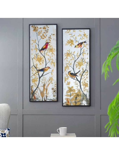 Ensemble de miroirs oiseaux 44x4x120cm