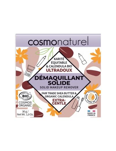 Démaquillant solide ultradoux Karité équitable et Calendula bio 30g