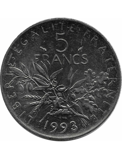 FRANCE 5 FRANCS ROTY 1993 SUP