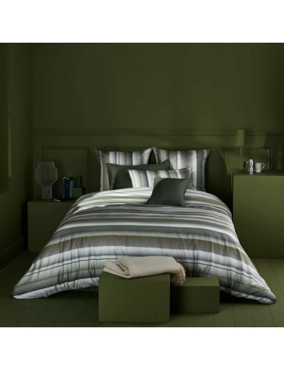 Lot housse de couette + taies d'oreiller ORLANDO GREEN Garnier-Thiebaut