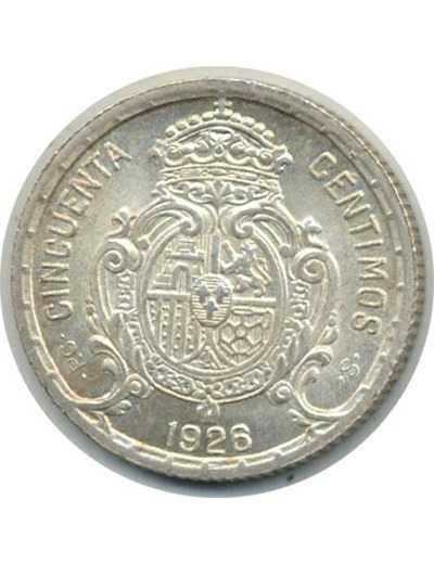 ESPAGNE 50 CENTIMOS 1926 PCS ALFONSO XIII SUP (W741) N1